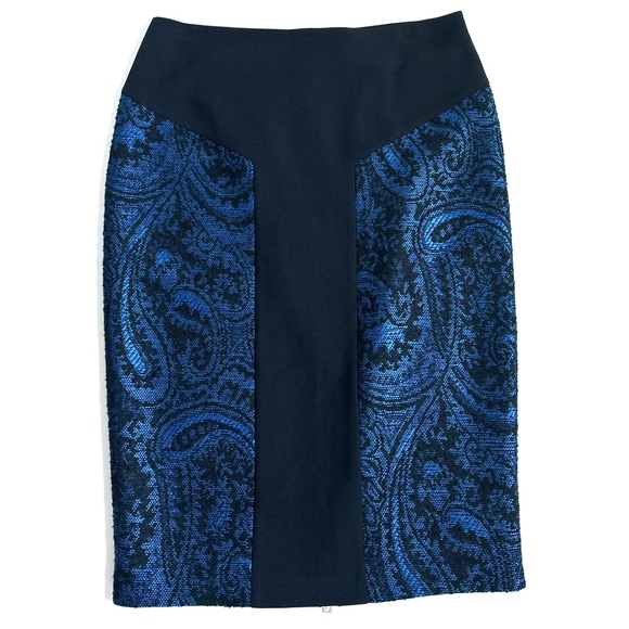 Ted Baker Carron Jacquard Wool Blend Midi Pencil Skirt Size 5 Blue & Black - Picture 17 of 17